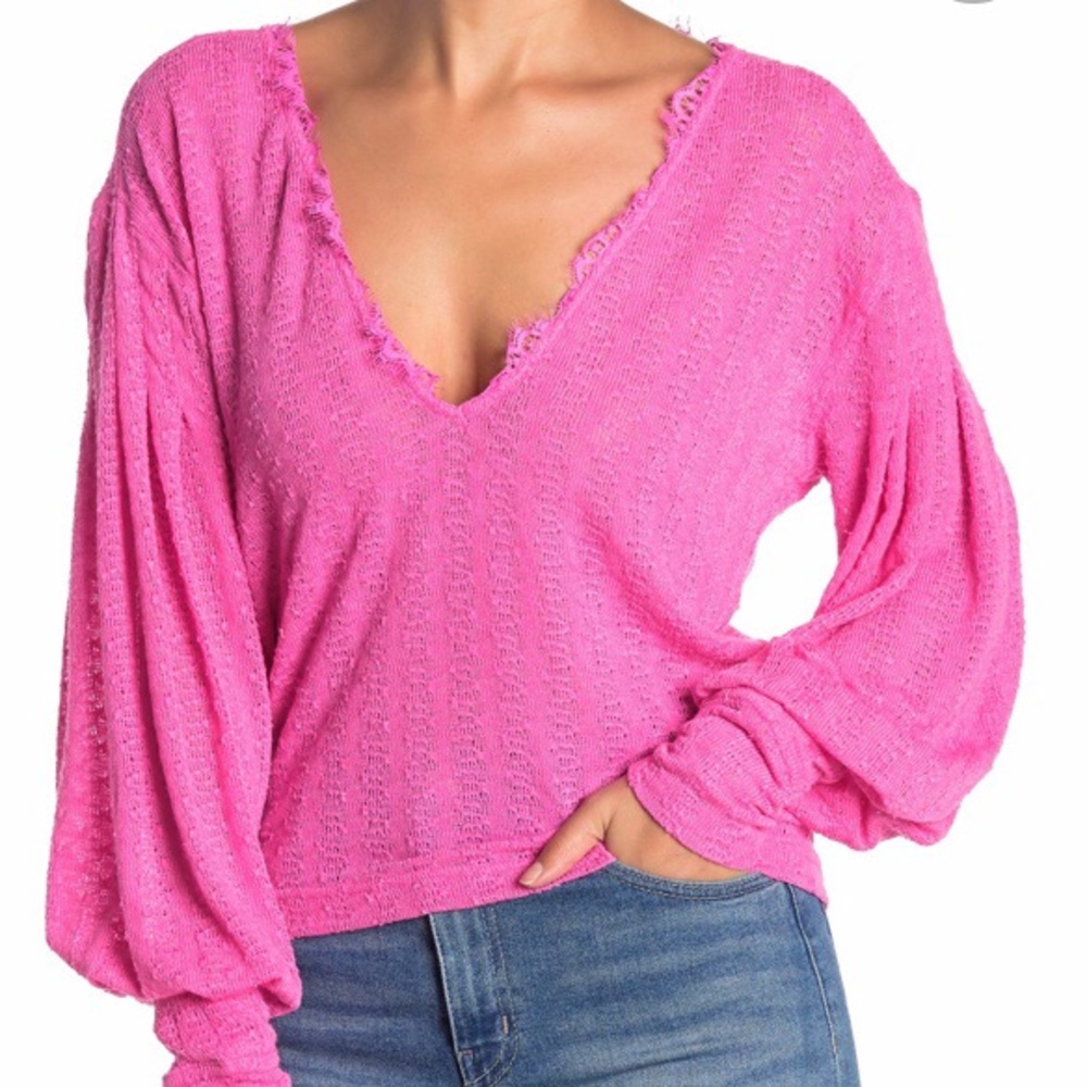 Free People Dream Girl v-neck light sweater